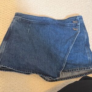 Madewell Dark Blue Denim Wrap-Front Shorts